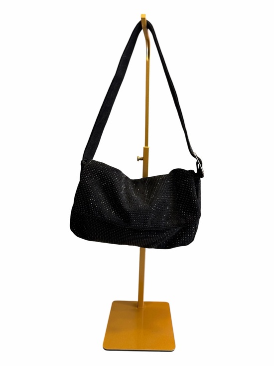 None Handbags - Black Sparkly Shoulder Bag w/Subtle Stud Detail